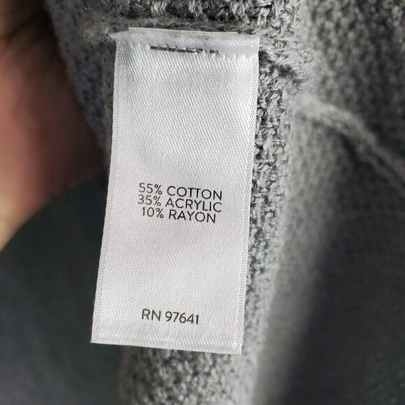 J. Jill Gray Fringed Open Front Cardigan Sweater Size Large - Picture 5 of 6